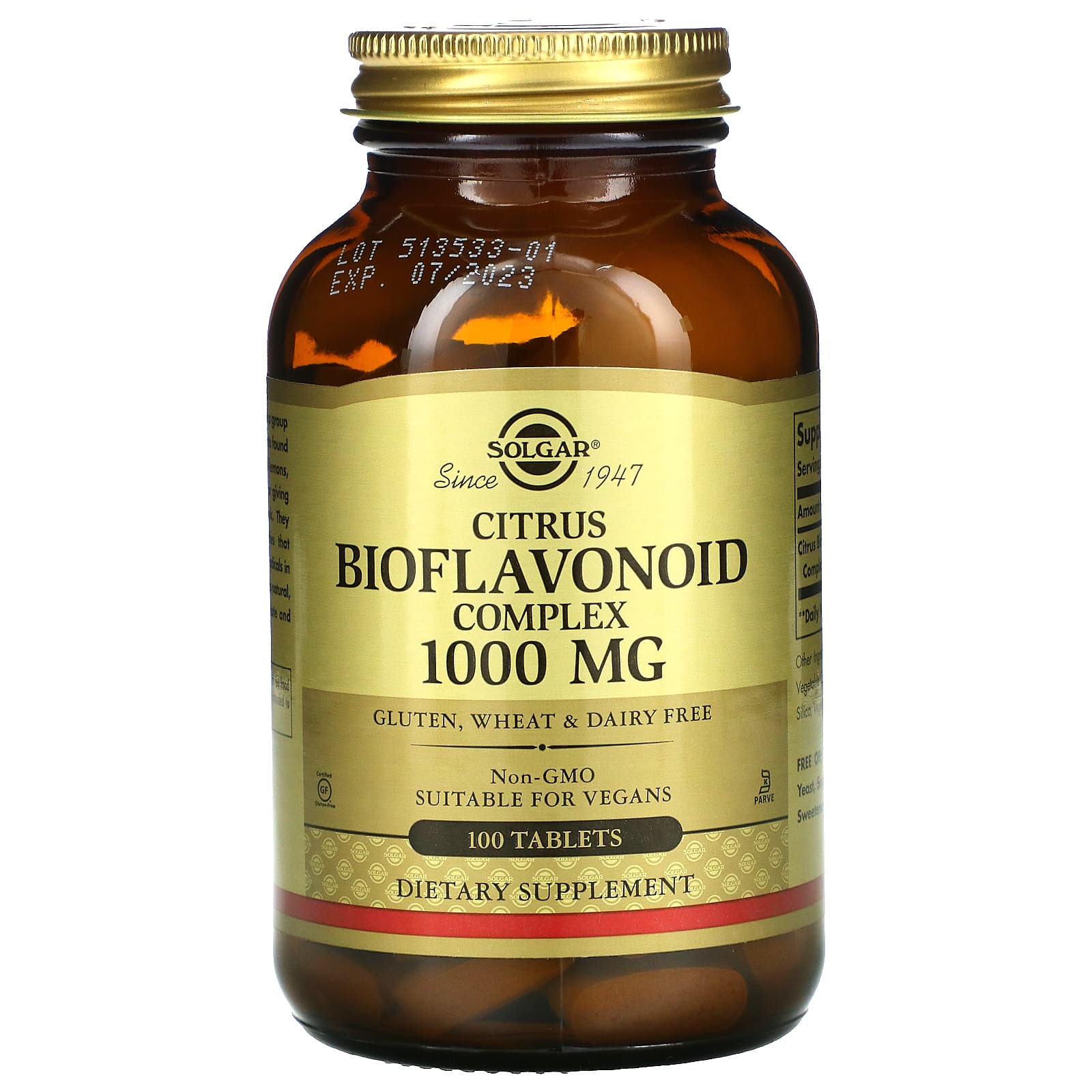 Solgar Citrus Bioflavonoid Complex, 1, 000 Mg, 100 Tablets